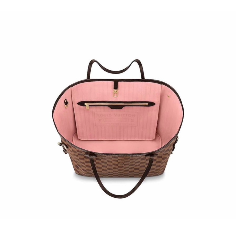 Authentic Louis Vuitton Neverfull MM damier ebene ballerina pink interior - Picture 1 of 16